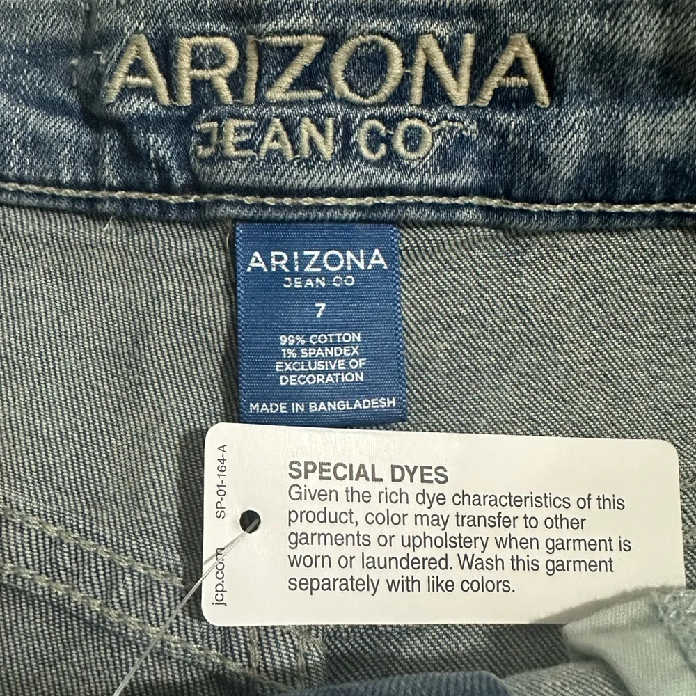 Arizona Jean Co Hi-Rise Shortie embroidered jean shorts